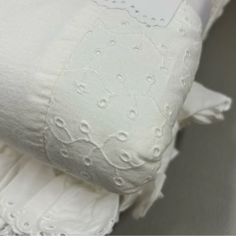 2 LoveShackFancy x Pottery Barn Eyelet Euro Sham Pillow Covers in Ivory NWT